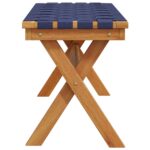 Banc de jardin bleu foncé bois massif d'acacia et tissu – Image 3