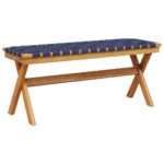 Banc de jardin bleu foncé bois massif d'acacia et tissu – Image 4