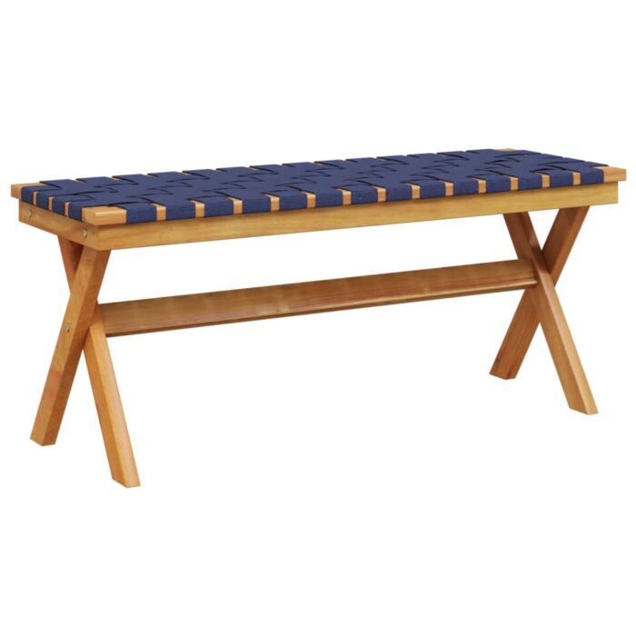 Banc de jardin bleu foncé bois massif d'acacia et tissu – Image 4