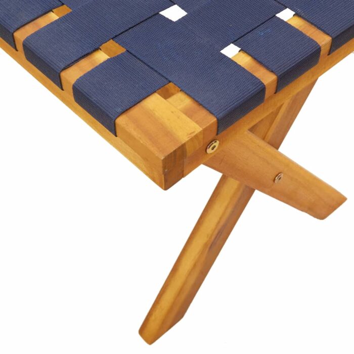 Banc de jardin bleu foncé bois massif d'acacia et tissu – Image 5