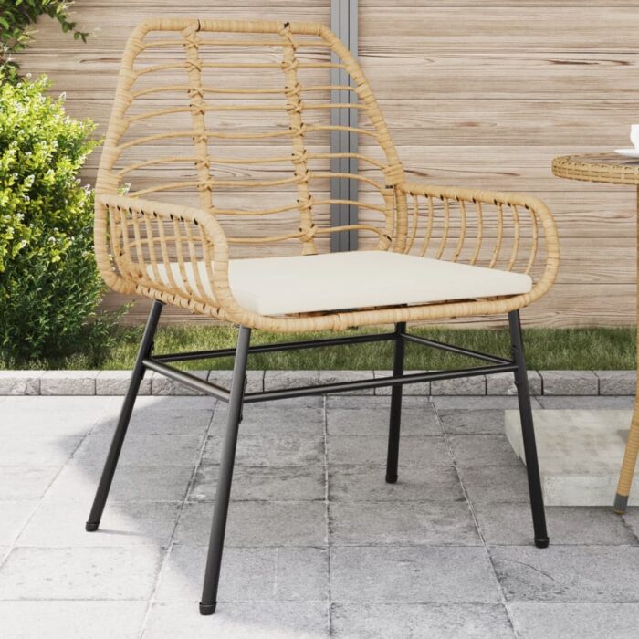 Chaises de jardin lot de 2 et coussins marron rotin – Image 1