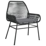 Chaises de jardin lot de 2 avec coussins noir résine tressée – Image 2