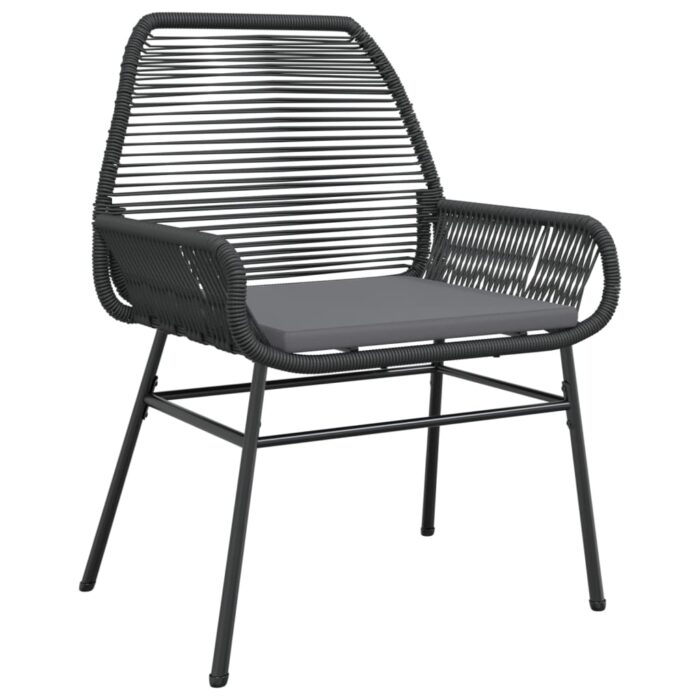 Chaises de jardin lot de 2 avec coussins noir résine tressée – Image 2