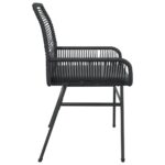 Chaises de jardin lot de 2 avec coussins noir résine tressée – Image 4