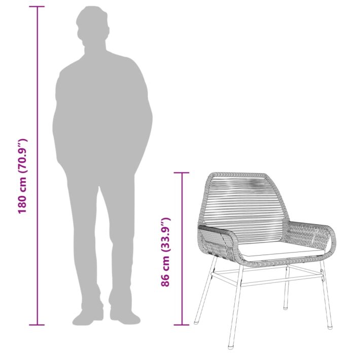 Chaises de jardin lot de 2 avec coussins noir résine tressée – Image 8