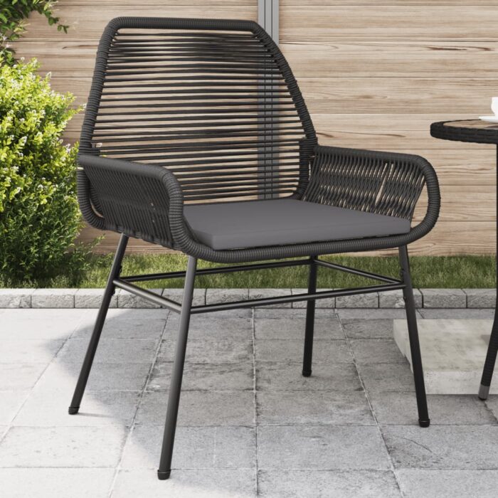 Chaises de jardin lot de 2 avec coussins noir résine tressée – Image 1