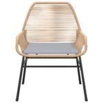 Chaises de jardin lot de 2 et coussins marron rotin – Image 3
