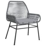 Chaises de jardin lot de 2 avec coussins gris résine tressée – Image 2