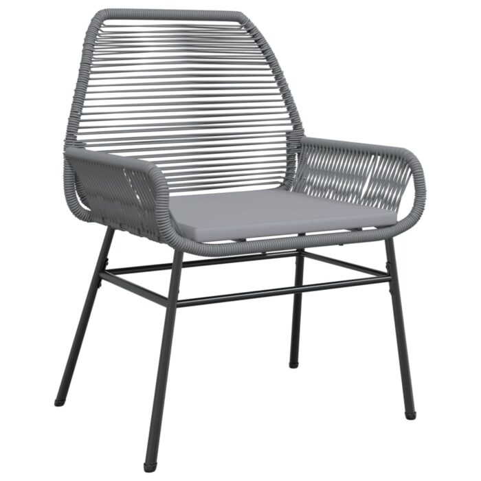 Chaises de jardin lot de 2 avec coussins gris résine tressée – Image 2