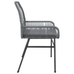 Chaises de jardin lot de 2 avec coussins gris résine tressée – Image 4