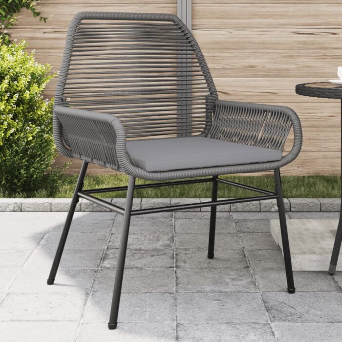 Chaises de jardin lot de 2 avec coussins gris résine tressée – Image 1