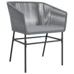 Chaises de jardin lot de 2 avec coussins gris résine tressée – Image 2