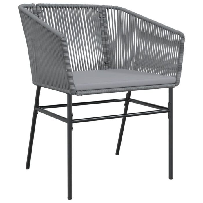 Chaises de jardin lot de 2 avec coussins gris résine tressée – Image 2