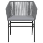 Chaises de jardin lot de 2 avec coussins gris résine tressée – Image 3