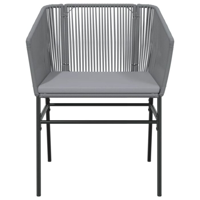 Chaises de jardin lot de 2 avec coussins gris résine tressée – Image 3