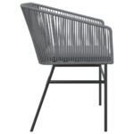 Chaises de jardin lot de 2 avec coussins gris résine tressée – Image 4