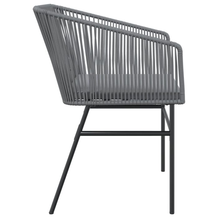 Chaises de jardin lot de 2 avec coussins gris résine tressée – Image 4