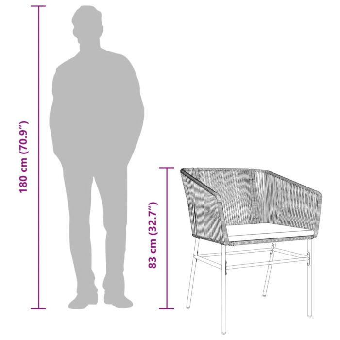 Chaises de jardin lot de 2 avec coussins gris résine tressée – Image 8