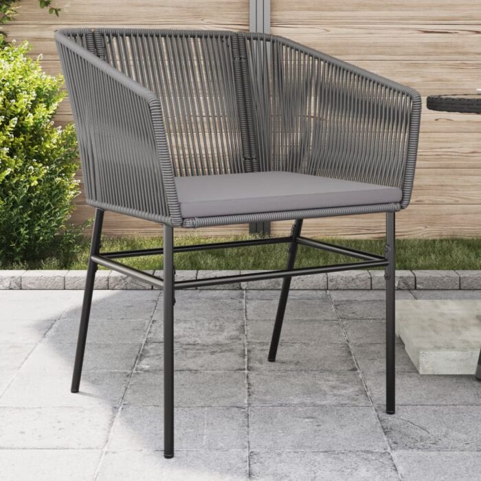 Chaises de jardin lot de 2 avec coussins gris résine tressée – Image 1