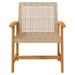 Chaises de jardin lot de 2 beige résine tressée bois d’acacia – Image 2