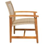 Chaises de jardin lot de 2 beige résine tressée bois d’acacia – Image 3