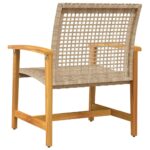 Chaises de jardin lot de 2 beige résine tressée bois d’acacia – Image 4
