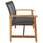 Banc de jardin noir 112 cm résine tressée et bois d'acacia – Image 3