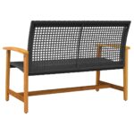 Banc de jardin noir 112 cm résine tressée et bois d'acacia – Image 4