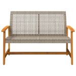 Banc de jardin gris 112 cm résine tressée et bois d'acacia – Image 2