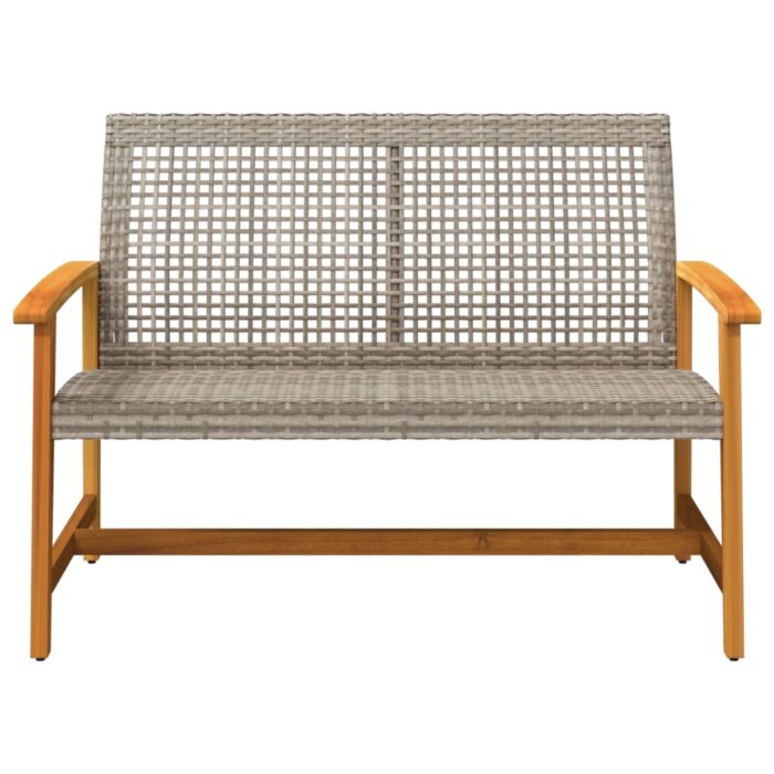 Banc de jardin gris 112 cm résine tressée et bois d'acacia – Image 2