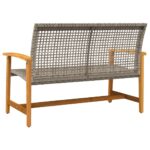 Banc de jardin gris 112 cm résine tressée et bois d'acacia – Image 4