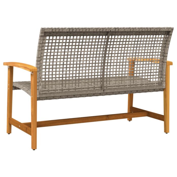 Banc de jardin gris 112 cm résine tressée et bois d'acacia – Image 4