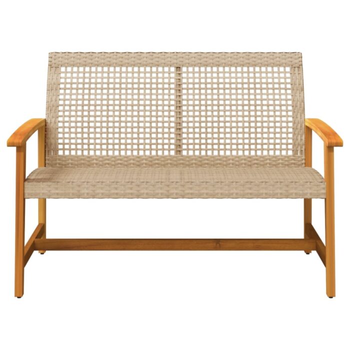 Banc de jardin beige 112 cm résine tressée et bois d'acacia – Image 2