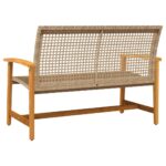 Banc de jardin beige 112 cm résine tressée et bois d'acacia – Image 4