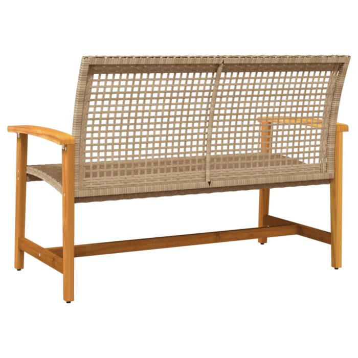 Banc de jardin beige 112 cm résine tressée et bois d'acacia – Image 4