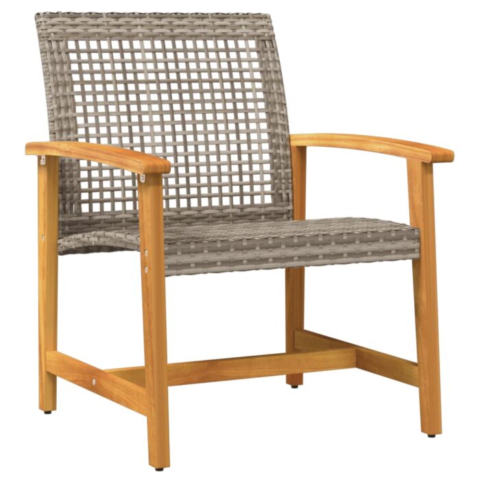 Ensemble de bistro 3 pcs gris résine tressée et bois d'acacia – Image 2