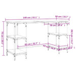 Bureau sonoma gris 140x50x75 cm métal et bois d'ingénierie – Image 8