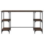 Bureau chêne marron 140x50x75 cm métal et bois d'ingénierie – Image 3