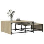Tables basses gigognes 2 pcs chêne sonoma bois ingénierie métal – Image 2