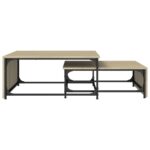 Tables basses gigognes 2 pcs chêne sonoma bois ingénierie métal – Image 3