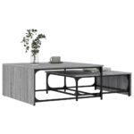 Tables basses gigognes 2pcs sonoma gris bois d'ingénierie métal – Image 2