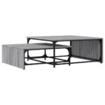 Tables basses gigognes 2pcs sonoma gris bois d'ingénierie métal – Image 5