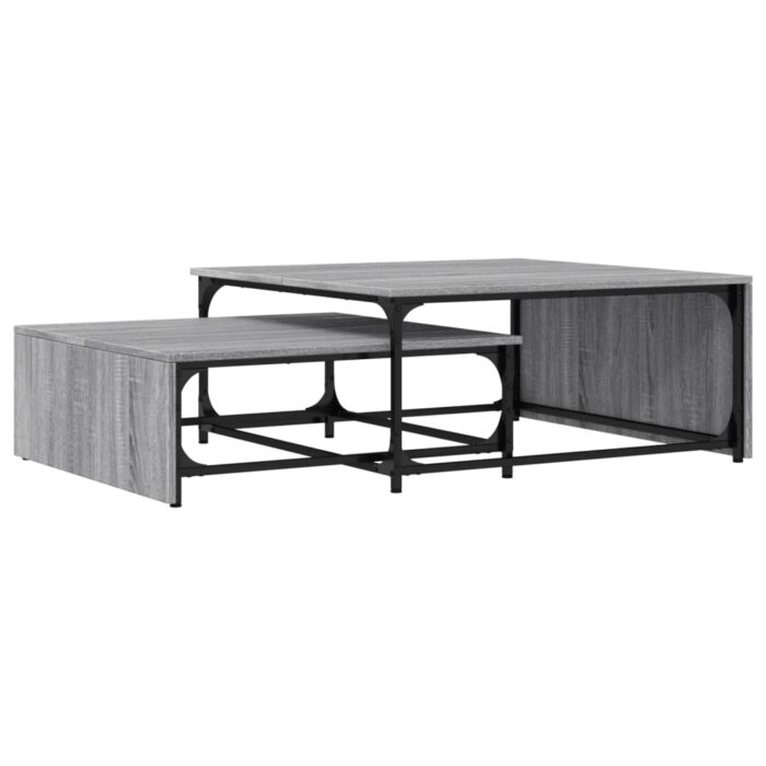 Tables basses gigognes 2pcs sonoma gris bois d'ingénierie métal – Image 5