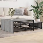 Tables basses gigognes 2pcs sonoma gris bois d'ingénierie métal