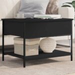 Table basse noir 70x50x50 cm bois d'ingénierie et métal