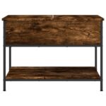 Table basse chêne fumé 70x50x50 cm bois d'ingénierie et métal – Image 3