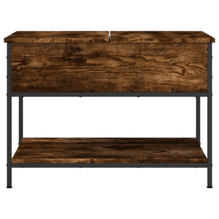 Table basse chêne fumé 70x50x50 cm bois d'ingénierie et métal – Image 3