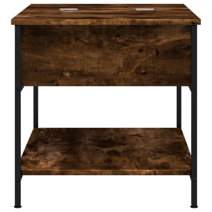 Table basse chêne fumé 70x50x50 cm bois d'ingénierie et métal – Image 4