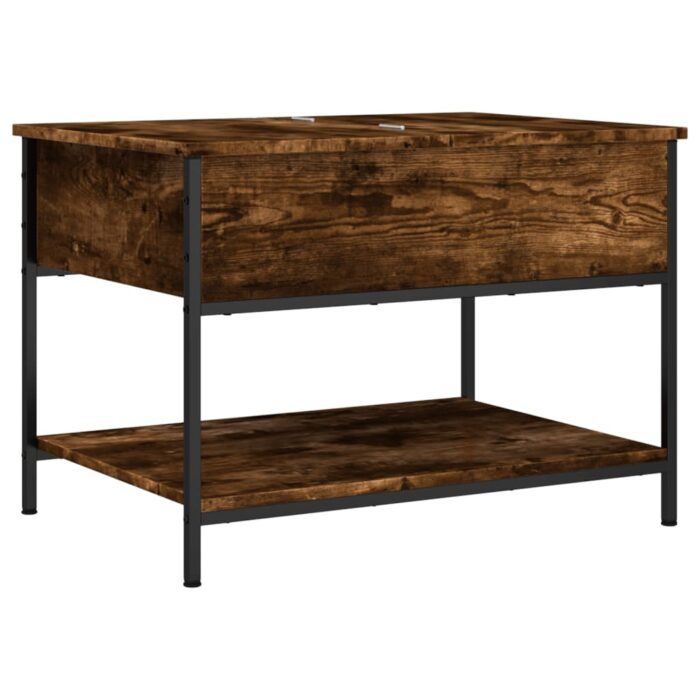 Table basse chêne fumé 70x50x50 cm bois d'ingénierie et métal – Image 5