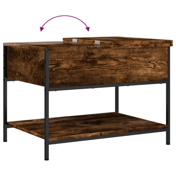 Table basse chêne fumé 70x50x50 cm bois d'ingénierie et métal – Image 6